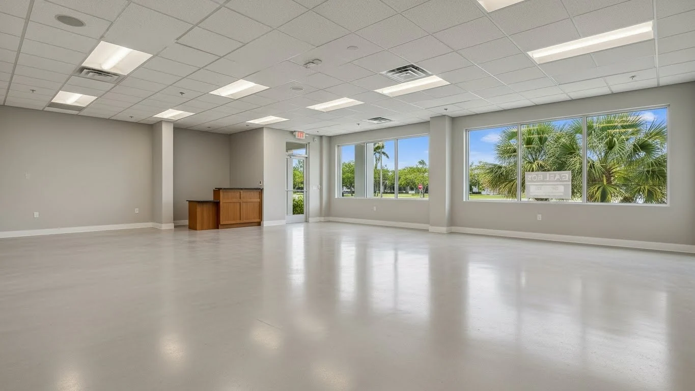 Make-ready commercial space prepared for occupancy in South Florida.