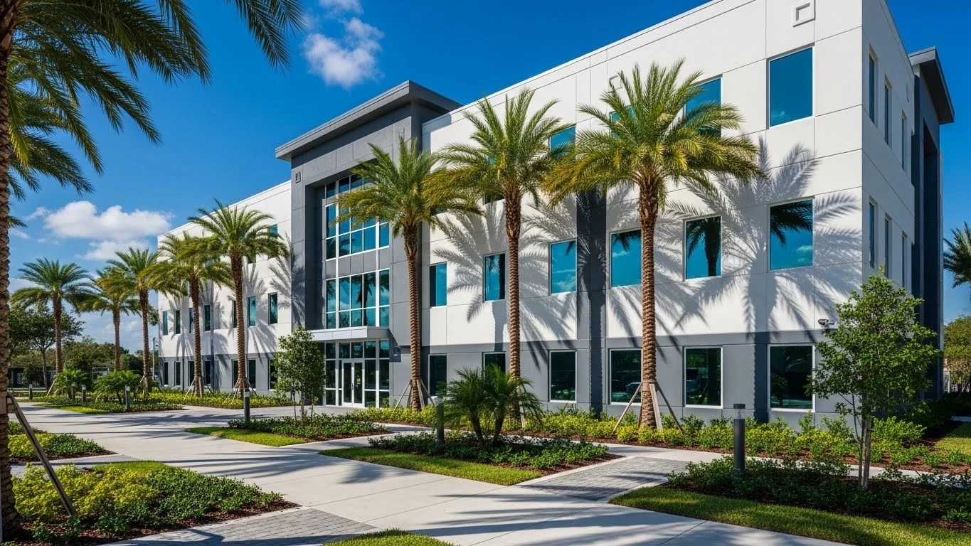 Exterior refresh and building improvement for a South Florida commercial property.