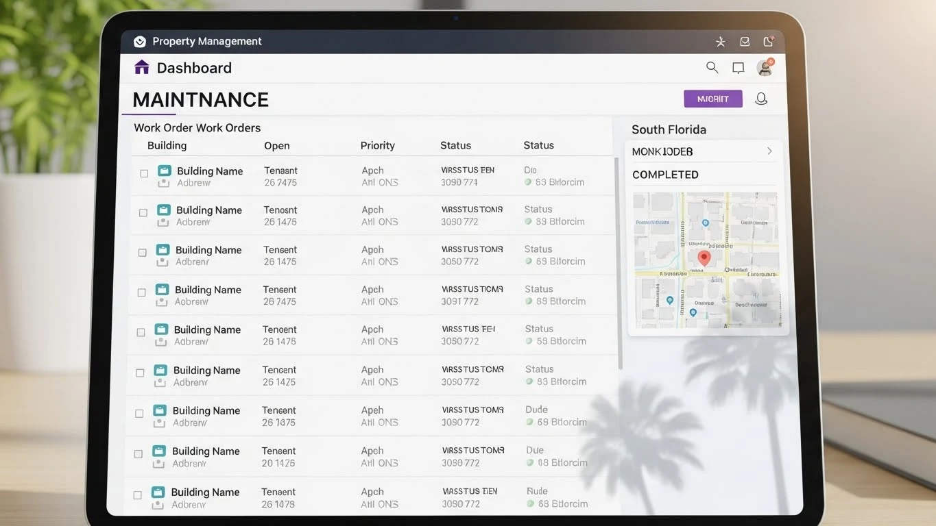 Work-order management system for multi-property commercial portfolios in South Florida.