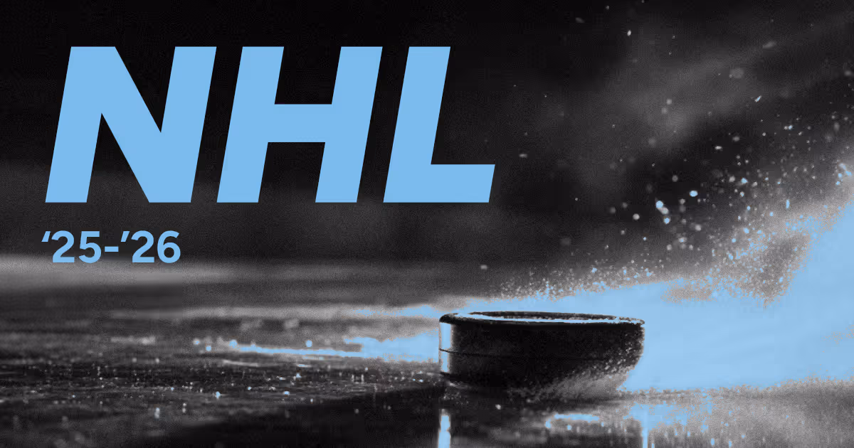 Imagen de Puck en el hielo y texto "NHL 25-26"