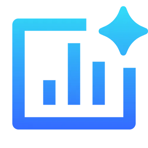 Icon of bar chart box ai learning