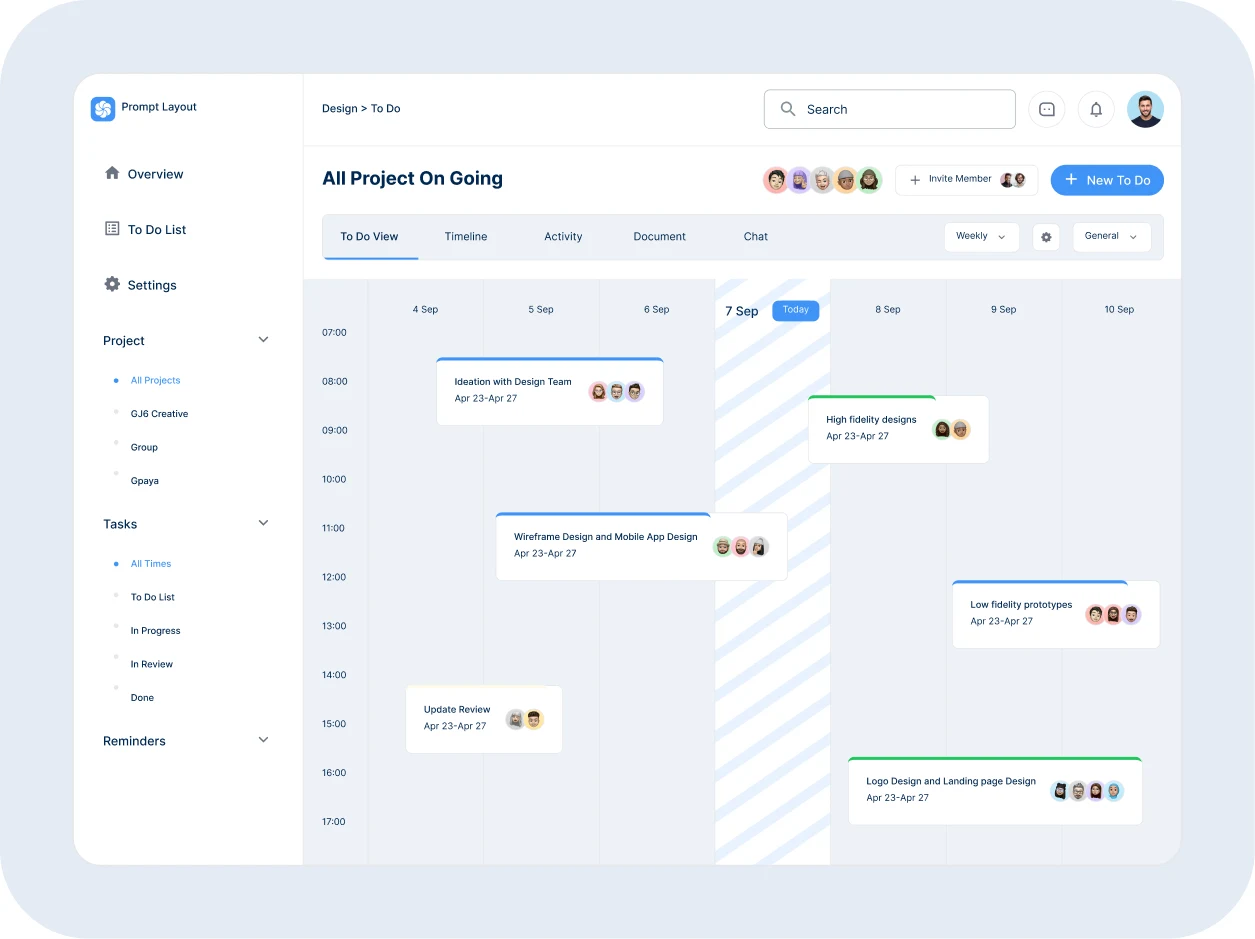 Kanban board UI built in Figma for task tracking and project management. Features drag-and-drop to-do cards, status columns, deadlines, and team collaboration. Ideal for productivity tools, startup workflows, and agency dashboards.