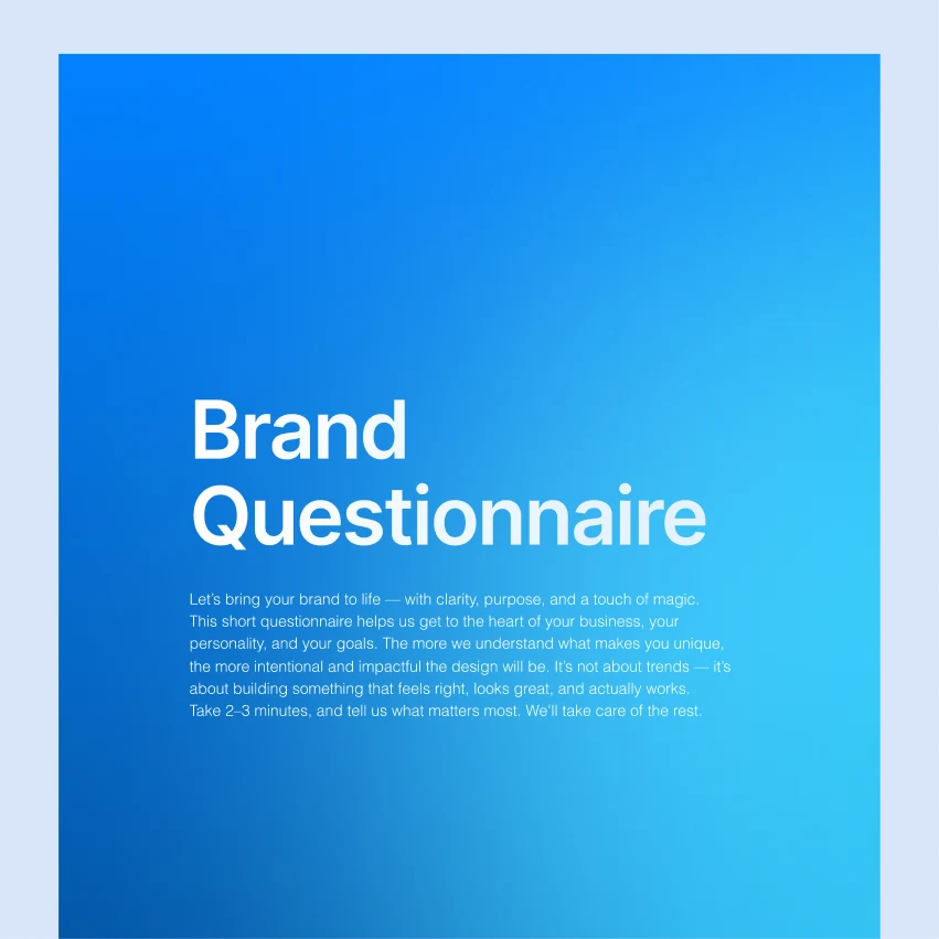 Design Brand Questionnaire for Designers to understand clients. Design Brand Questionnaire template.
