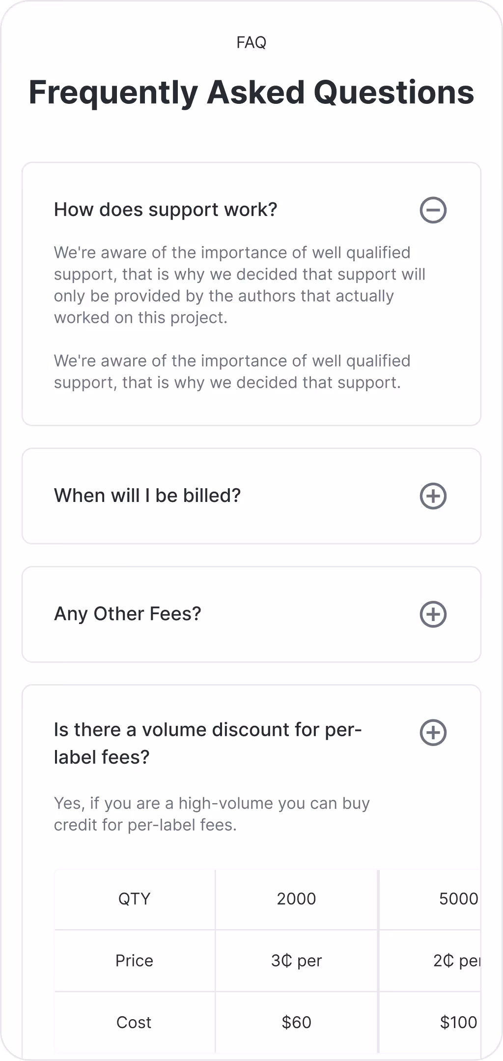 FAQ Mobile Screen