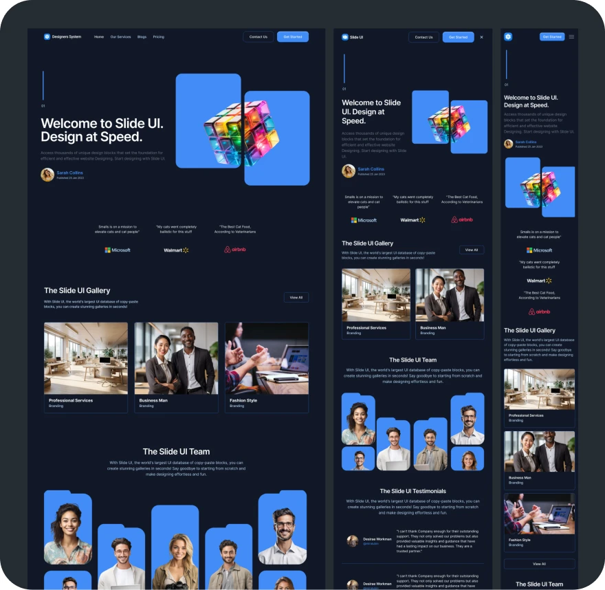 futuristic website design with all viewports