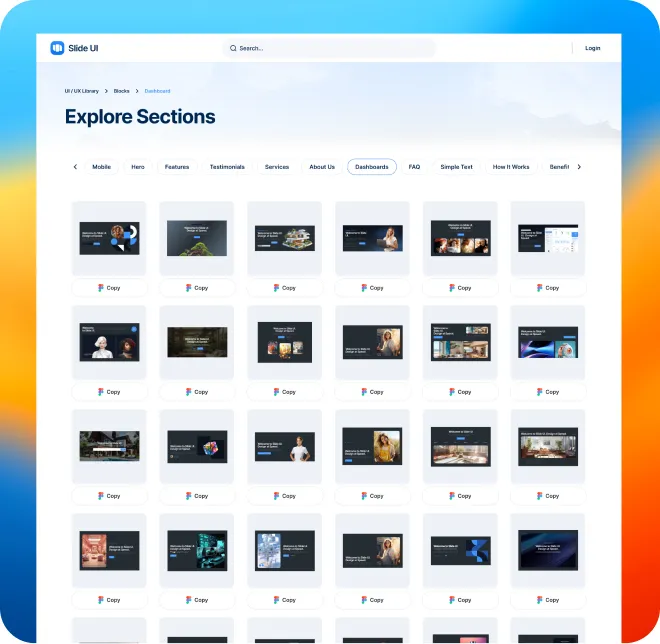Search database of UI hero layout designs