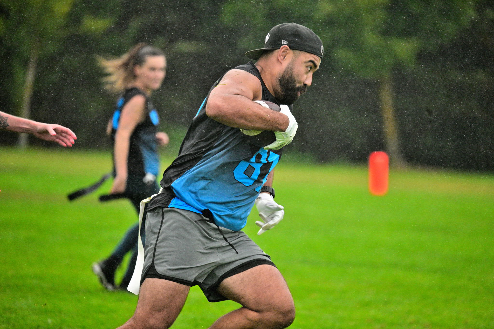 football carrier running for touchdown