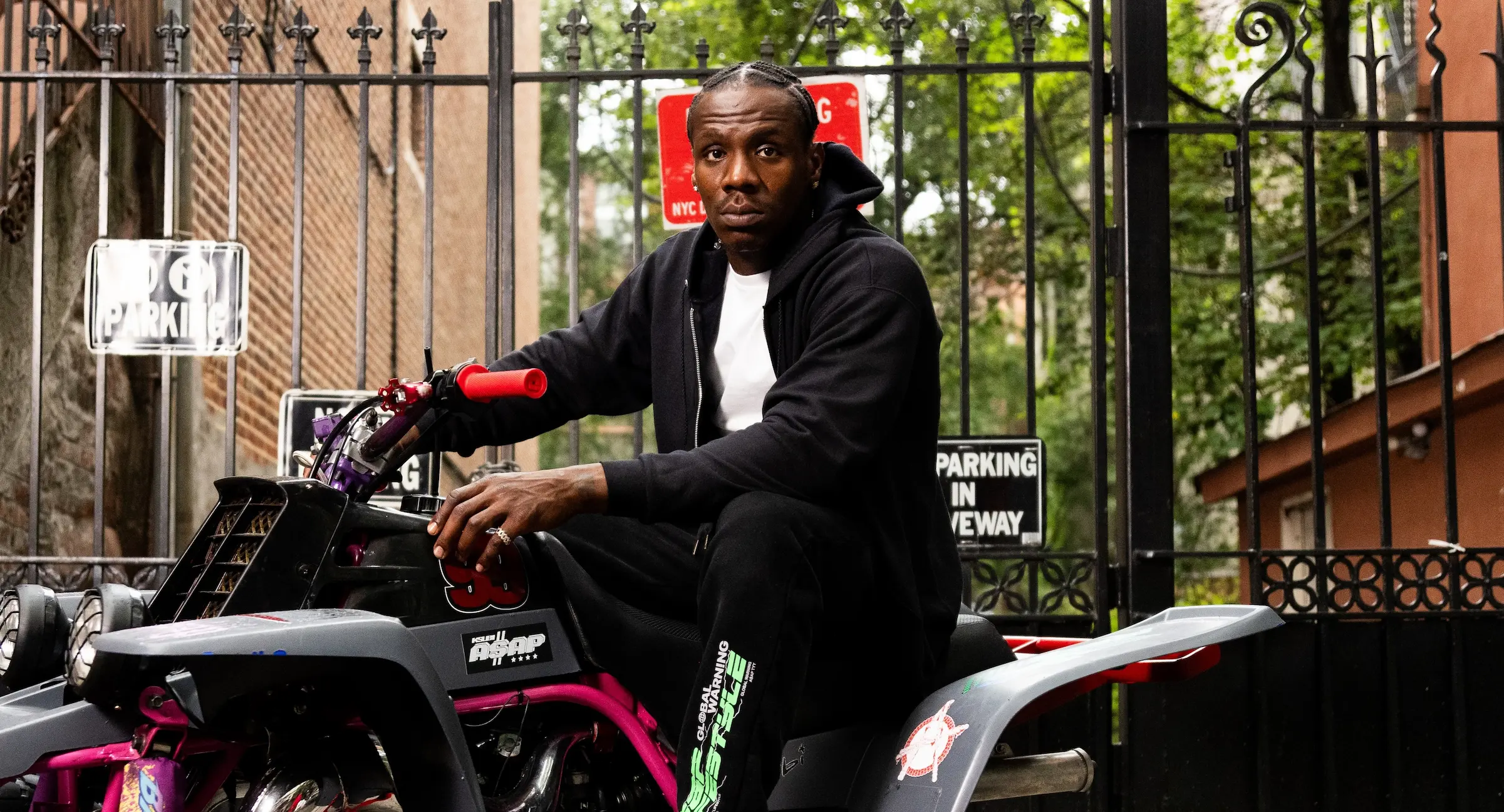 Model riding ATV in Hanes “50 Years of Hip-Hop” campaign — So & So Productions lifestyle photography