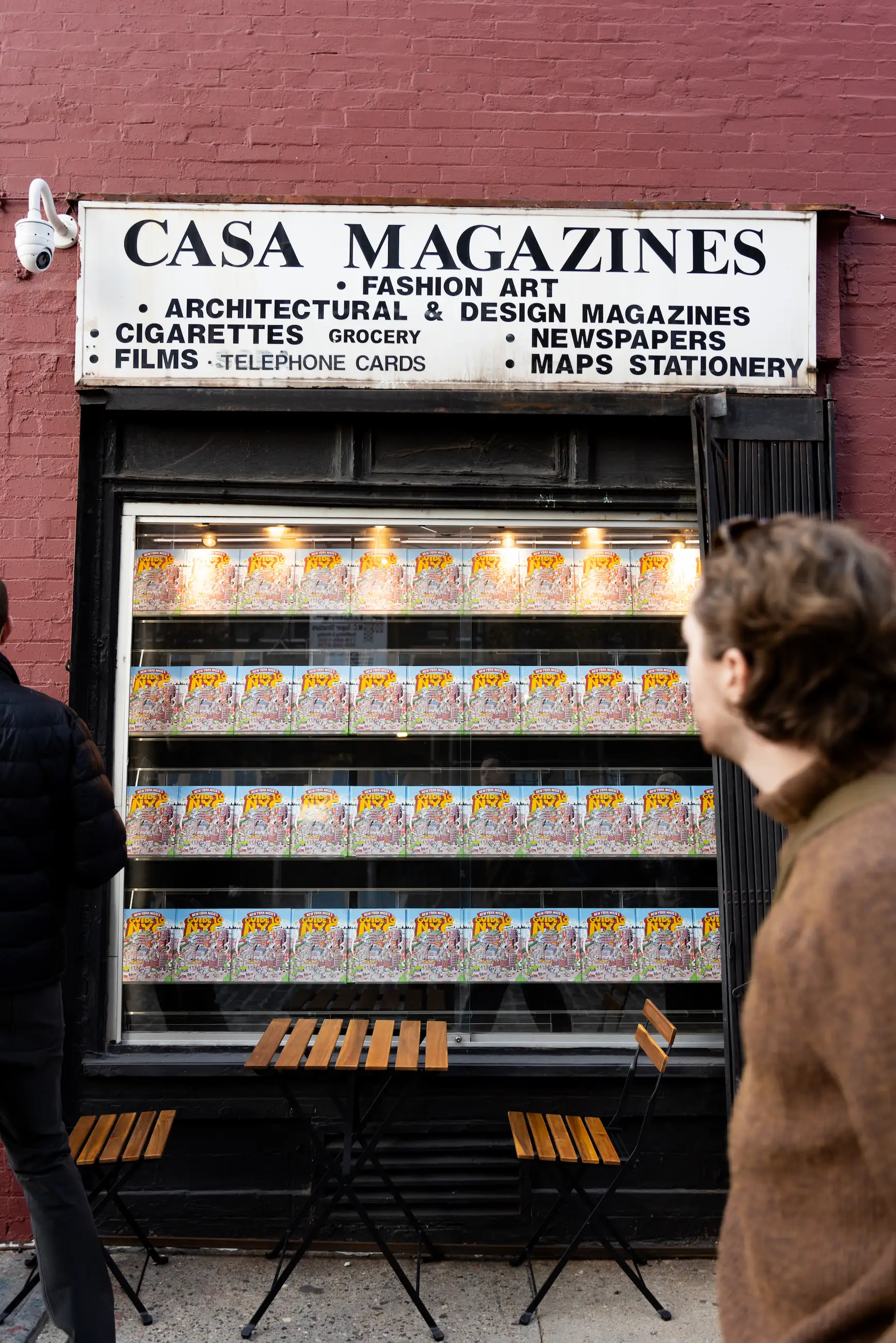Exterior shot of Casa Magazines newsstand on 8th Ave during New York Nico event — So & So Productions urban culture image
