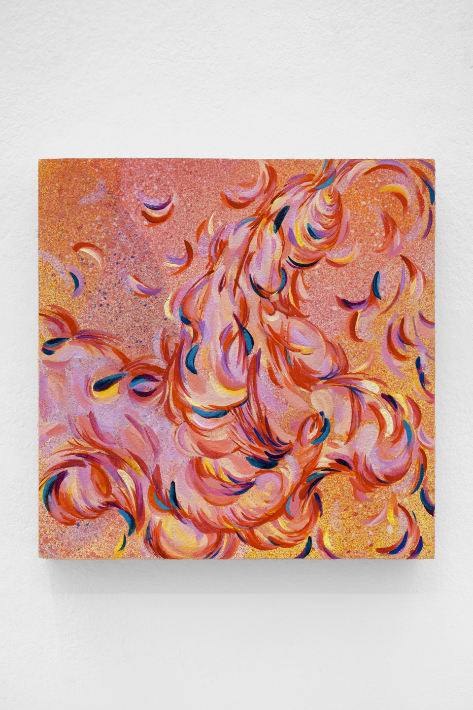 Ablaze, 2024. Acrylic on cork mounted on wood, 25.5x25.5x4cm - Renata Fabbri, Milan, IT