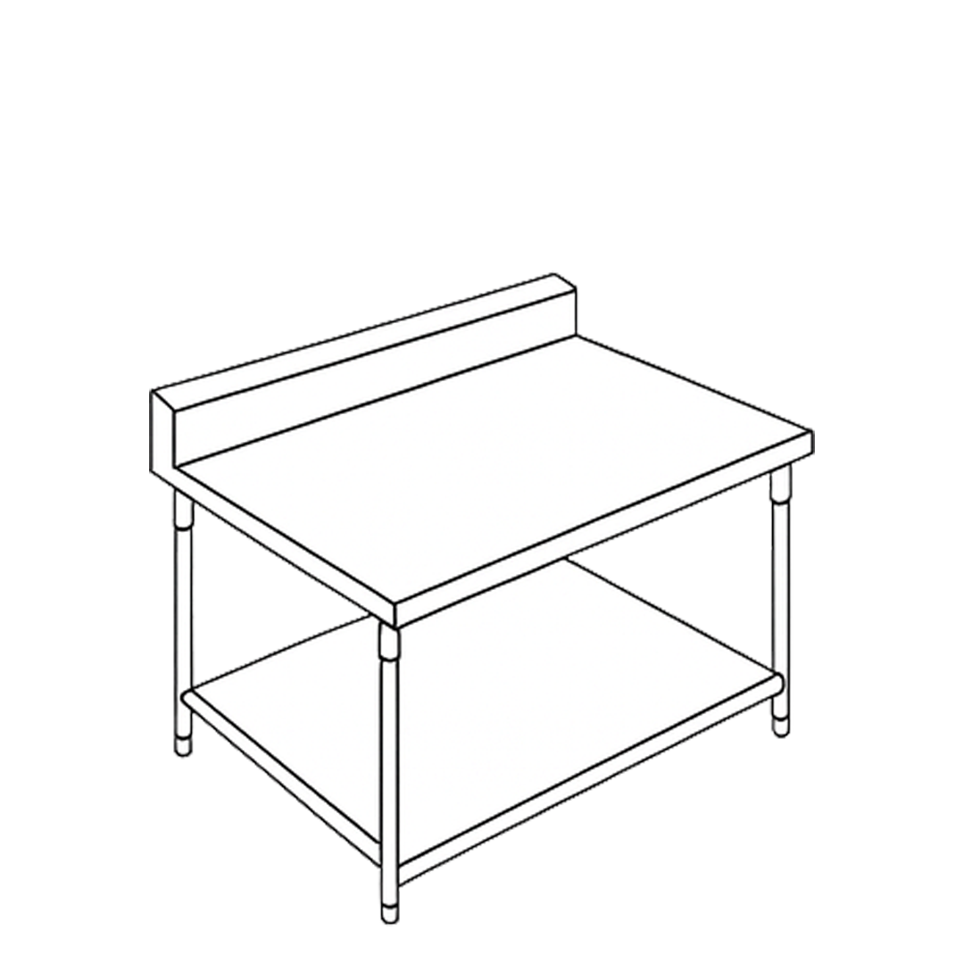 Work Table with Under Shelves and Backsplash TBSB 2