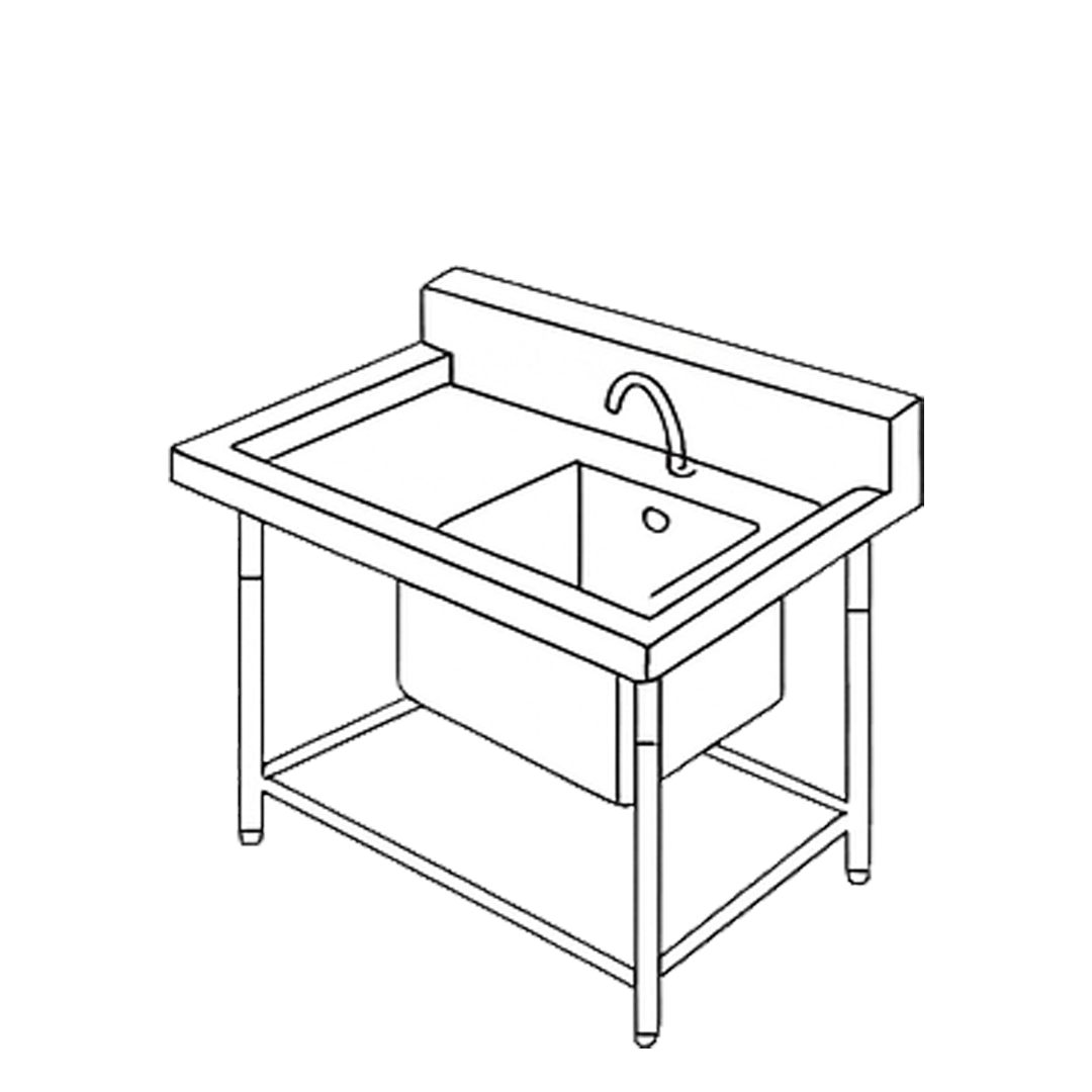 Sink Table with Faucet and Backsplash STFB 3