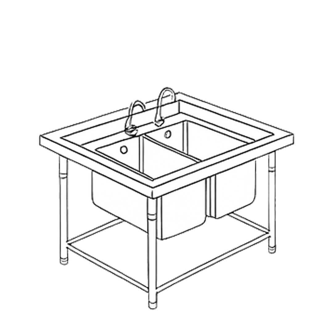 Double Sink Table with Faucet 2STFB 1