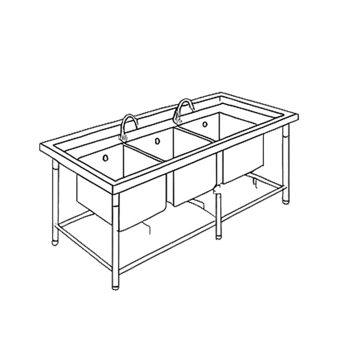 Tripla Sink Table with 2 Faucets 3ST2F 1