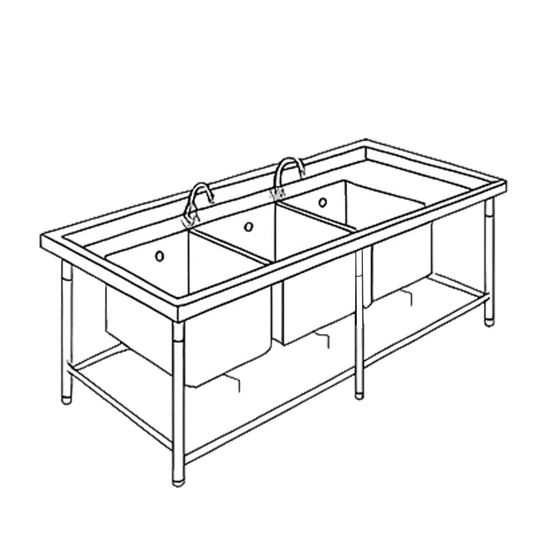 Tripla Sink Table with 2 Faucets 3ST2F 2