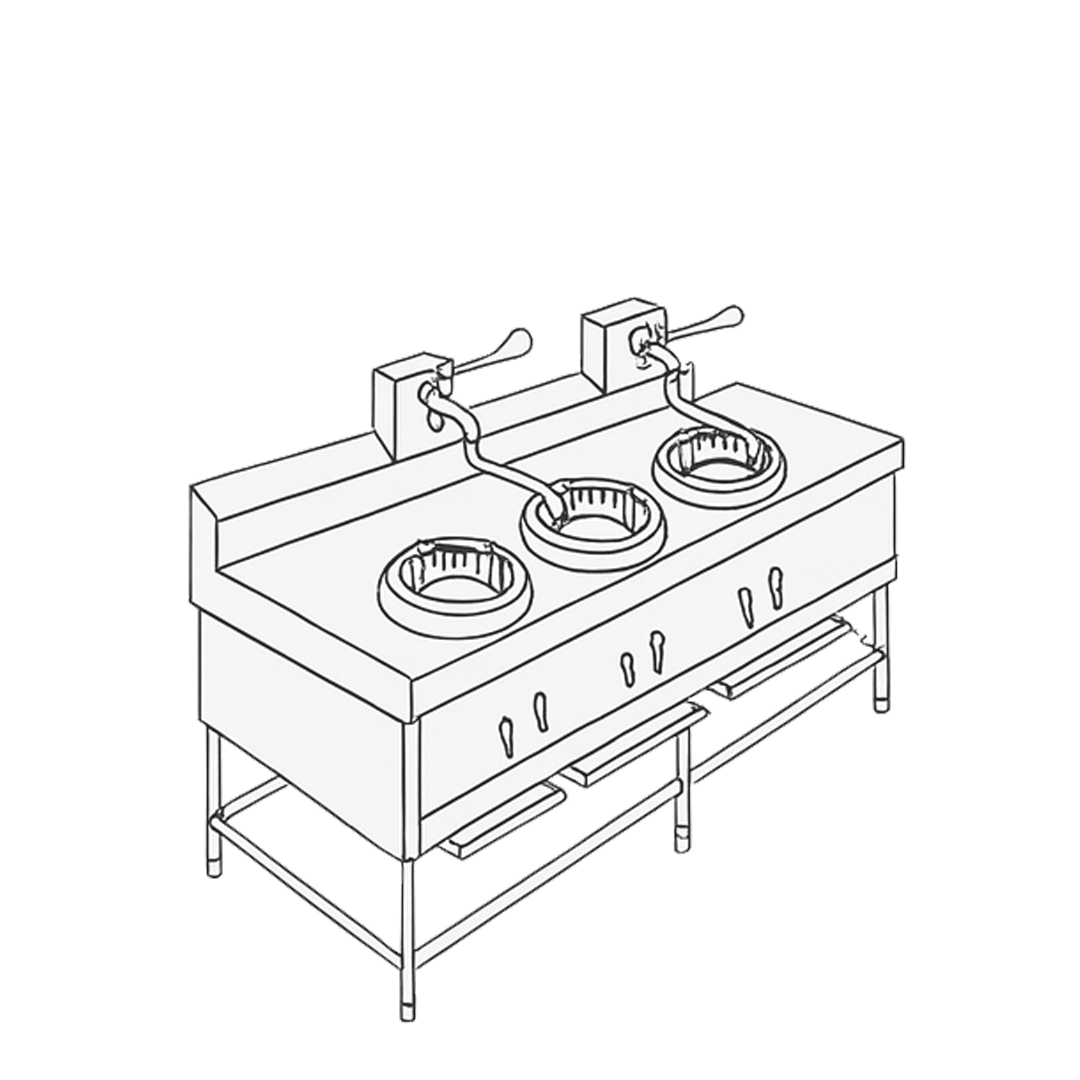 3 Burners Chinese Range with 2 Faucet 3
