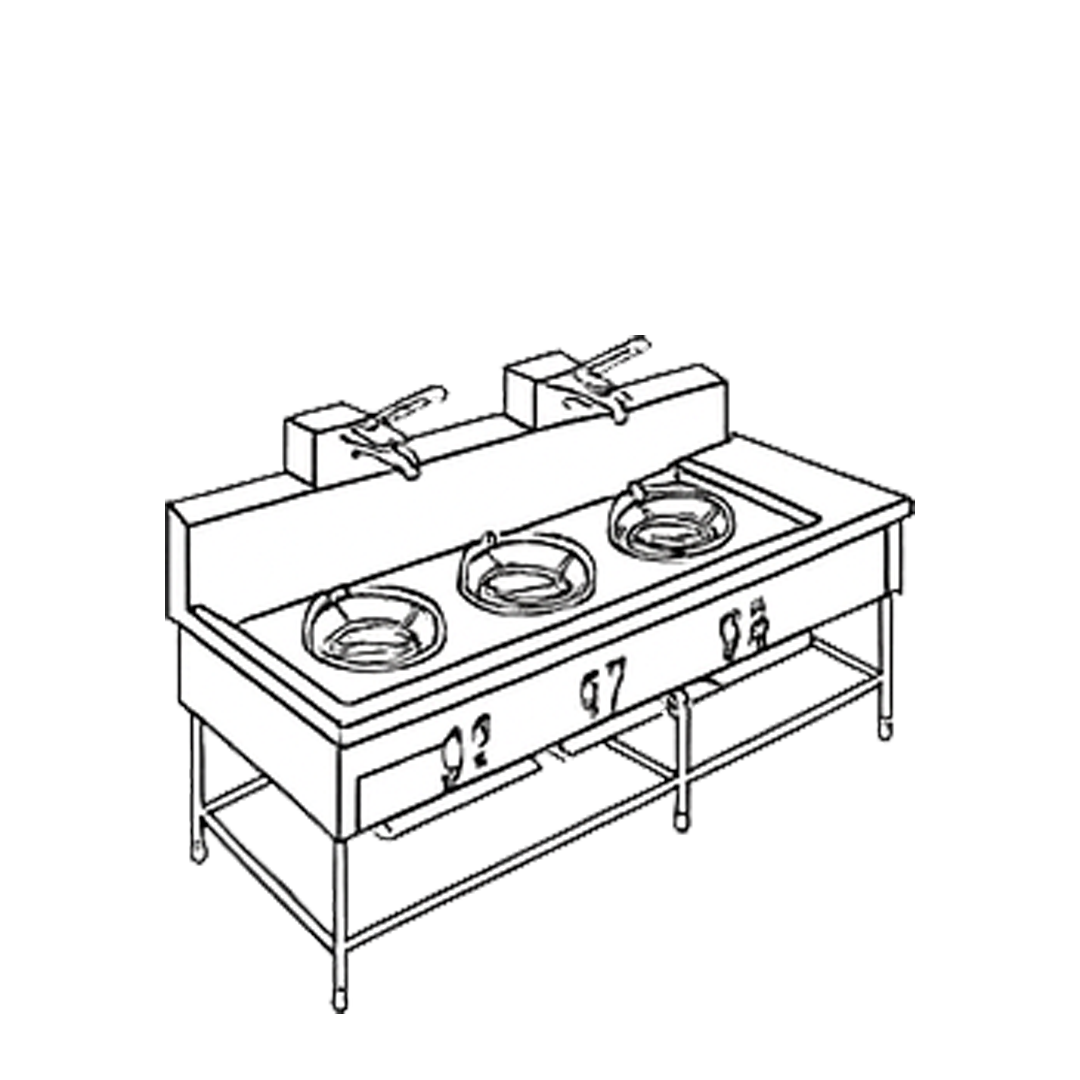 3 Burners Thai Range with 2 Faucet 3TBNFB 2