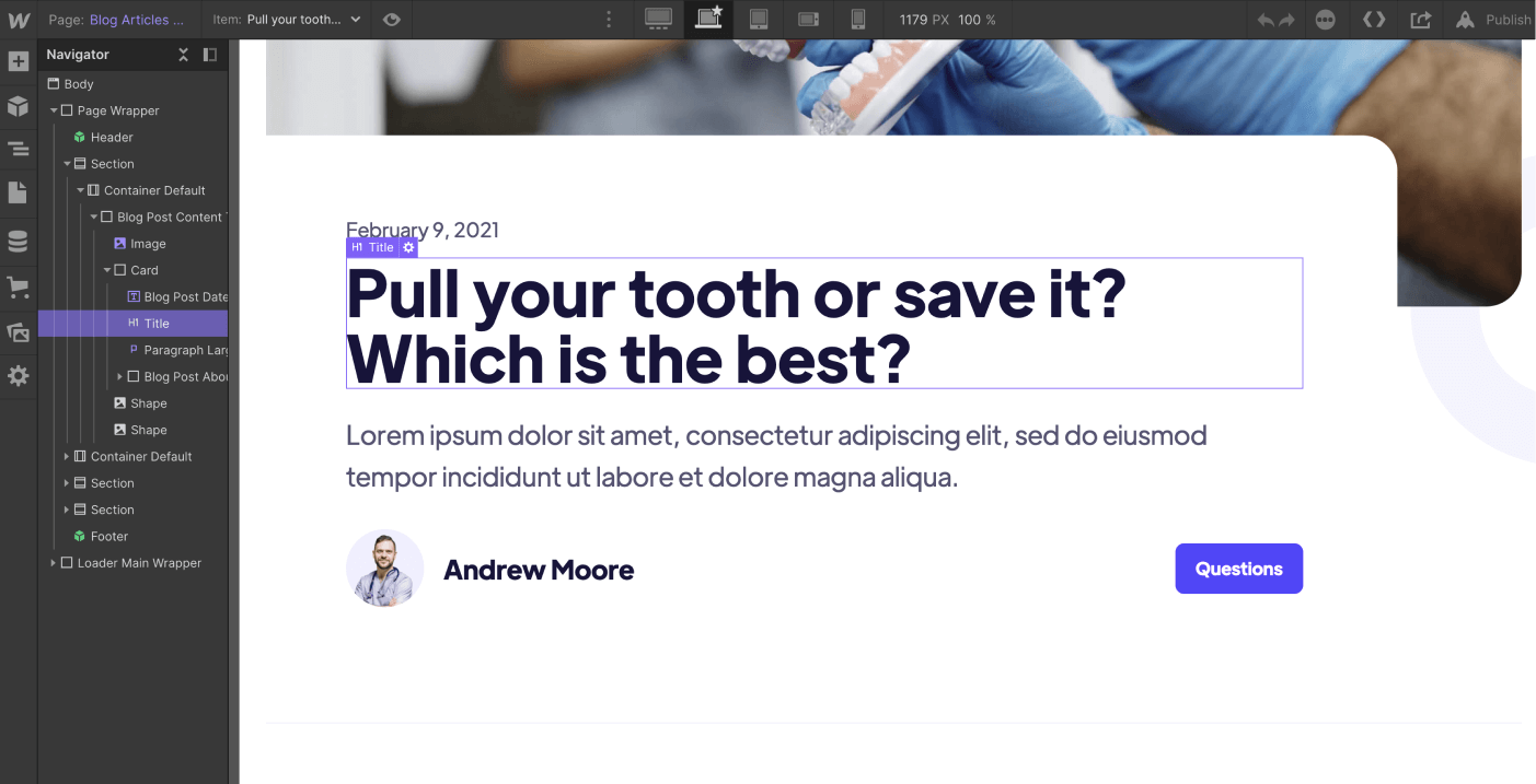 CMS Page - Dentist Webflow Template