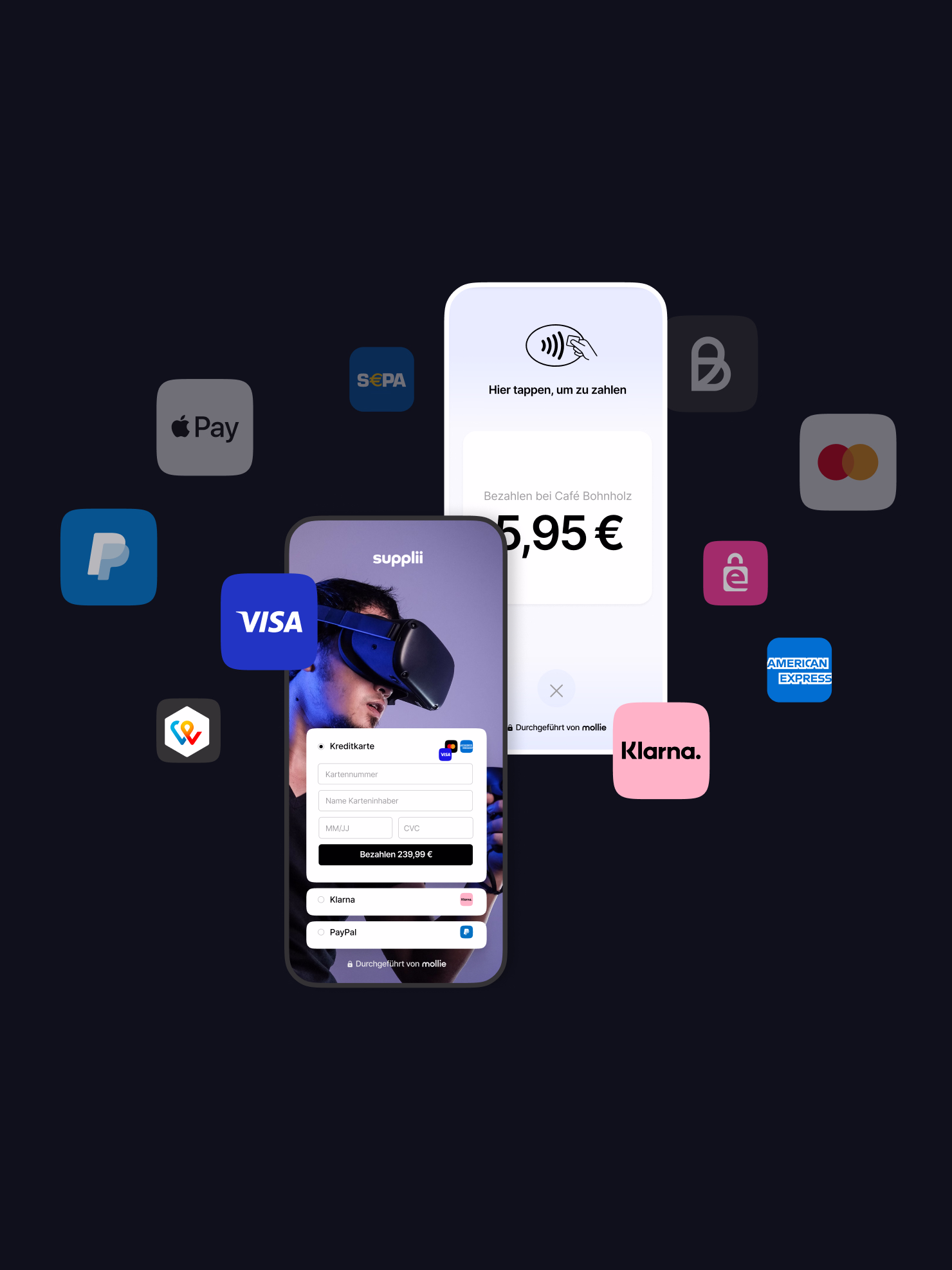 Anzeigenmotiv zu digitalen Zahlungen mit mobilem Checkout im FinTech-Kontext.