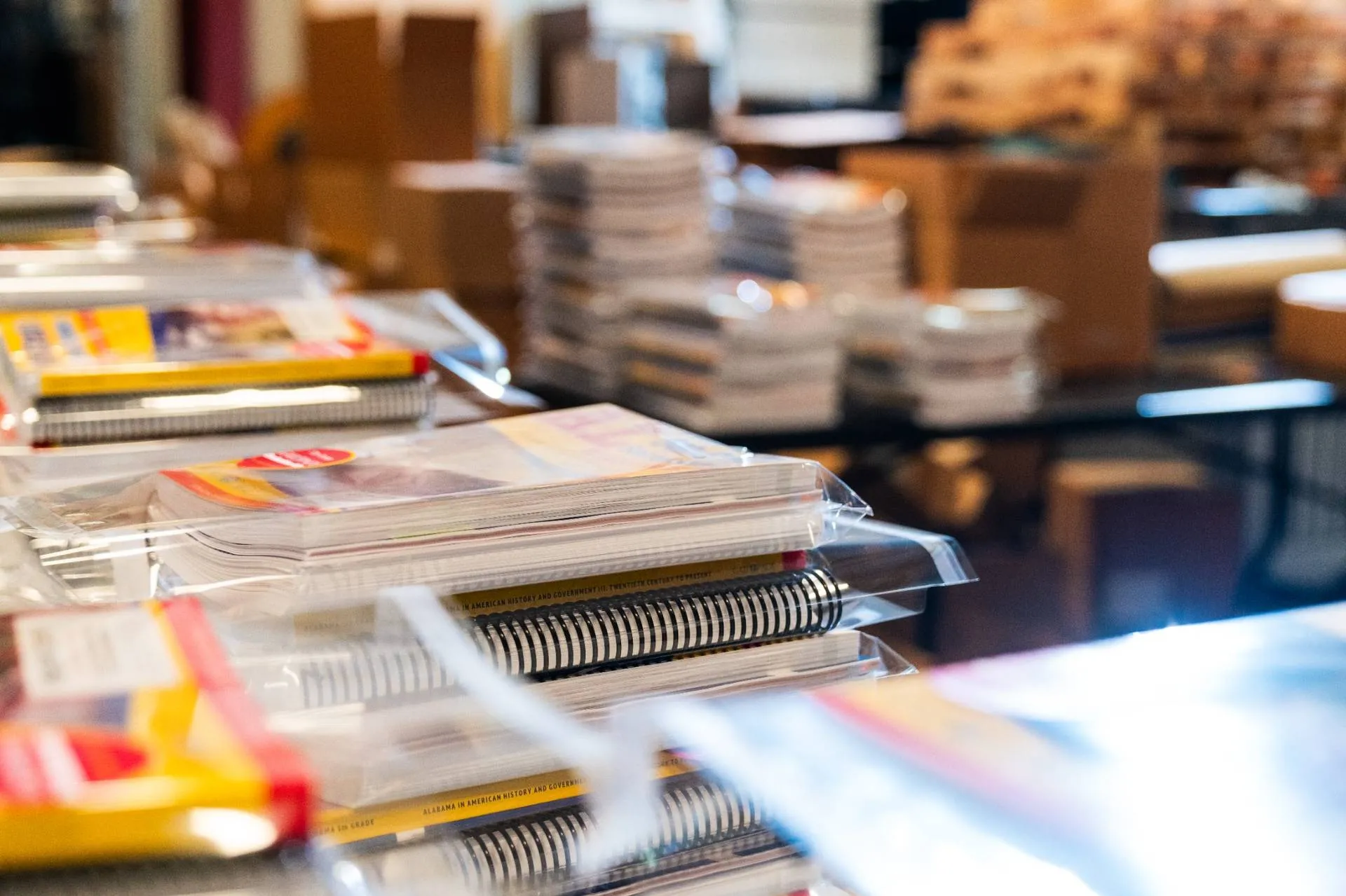 Gallopade educational books packaged for distribution