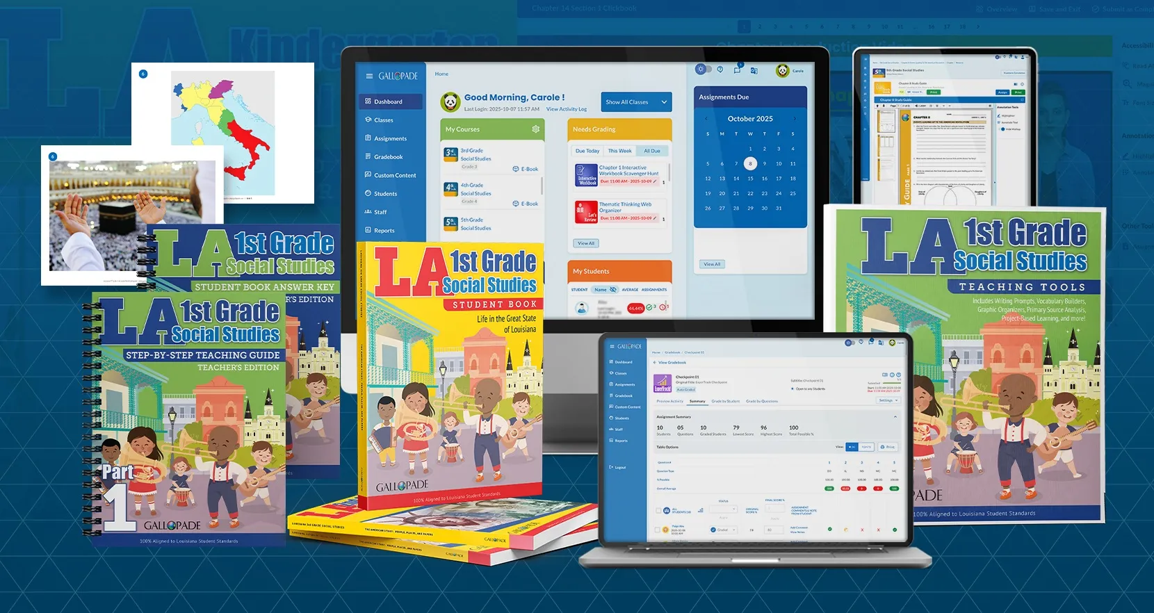 Gallopade Louisiana social studies curriculum books and digital platform