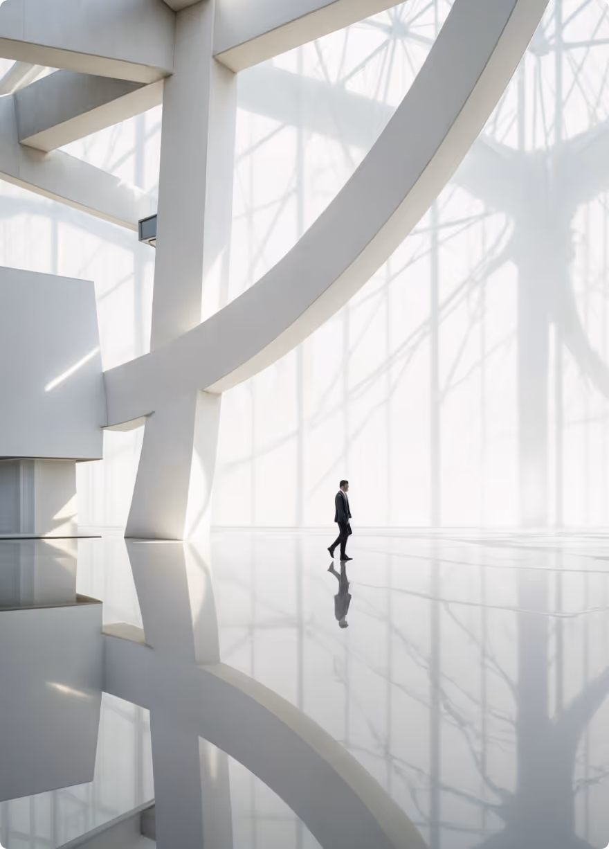 man walking in an open space office