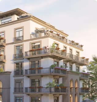 An apartment building with balconies and balconies on the balconies.