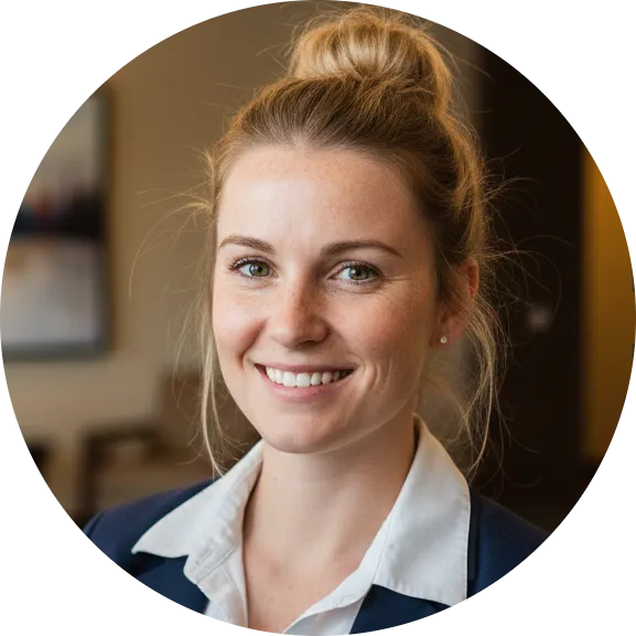 Portrait of a friendly female receptionist at a hotel front desk