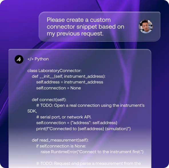 Albert generating a Python connector snippet