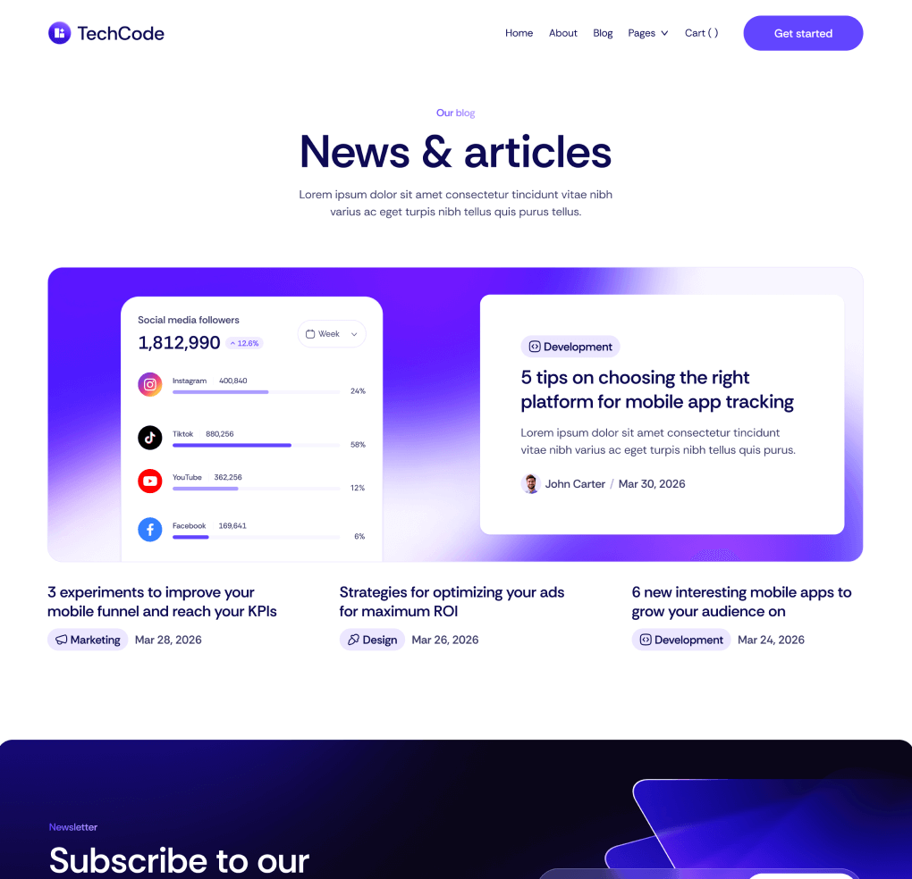 TechCode - Blog V1 Page - Saasfy SaaS Webflow Template | Brix Template