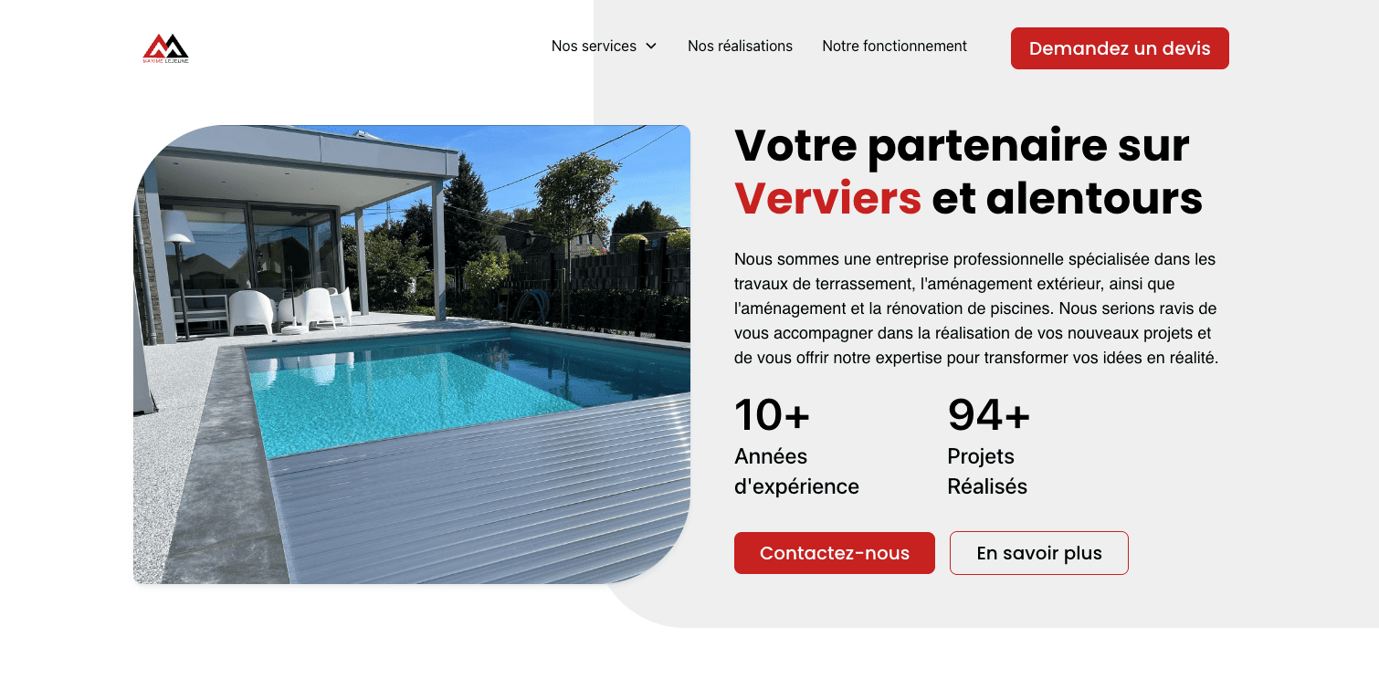 Site web de SRL Maxime Lejeune réalisé par Arion Studio