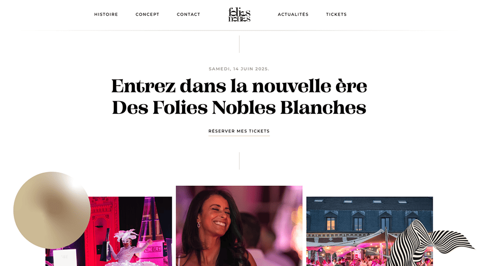 Site web des Folies Nobles réalisé par Arion Studio