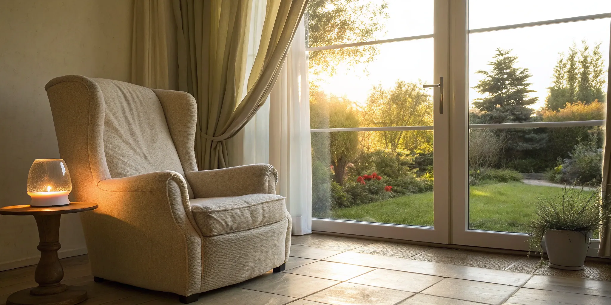 A comfortable armchair in a sunlit room for a psoriatic arthritis treatment comparison.