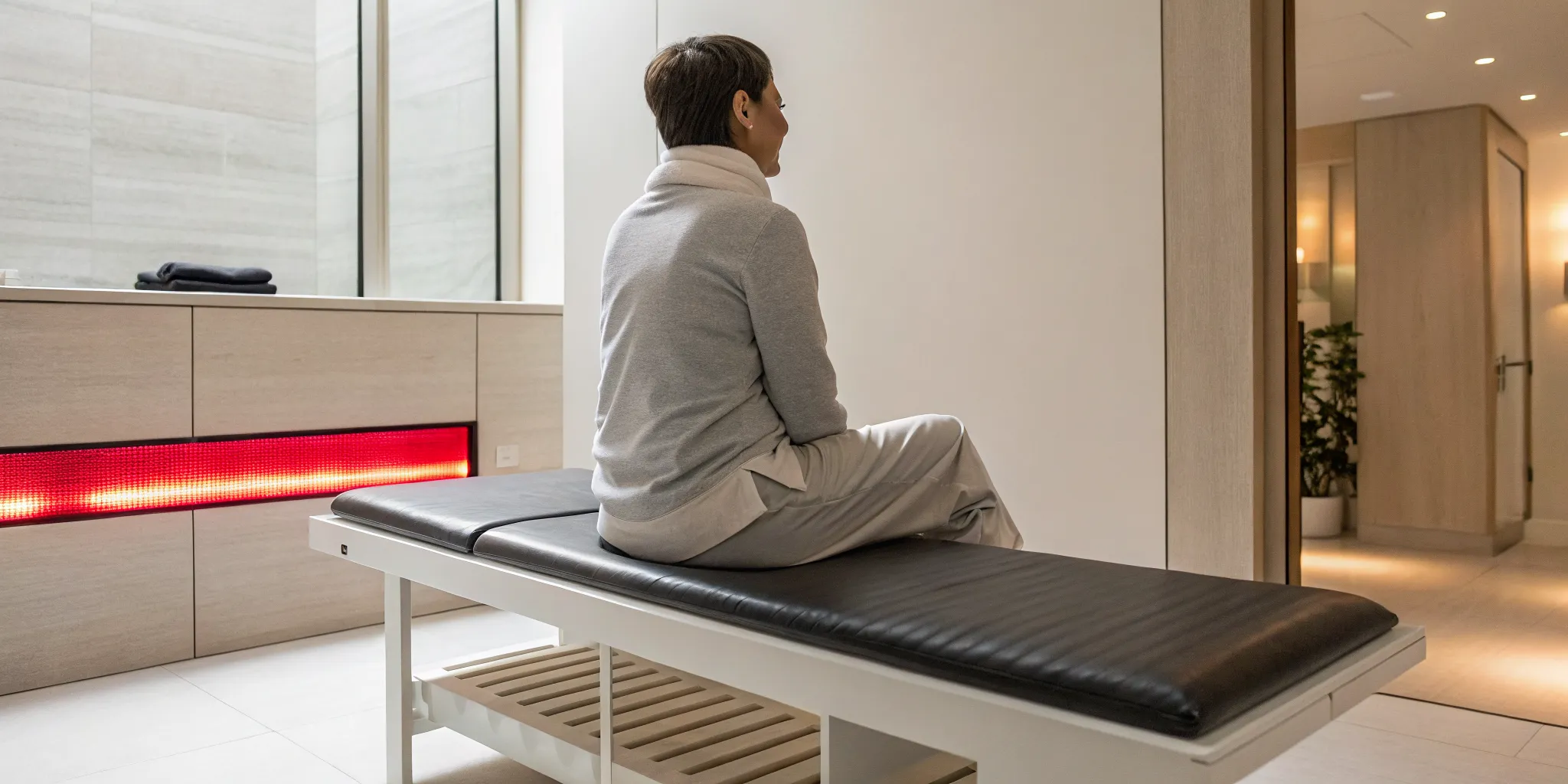 Person wearing Normatec 3 leg compression boots