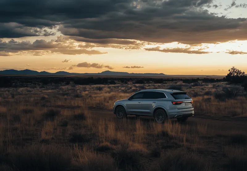 A car standing on the open space field