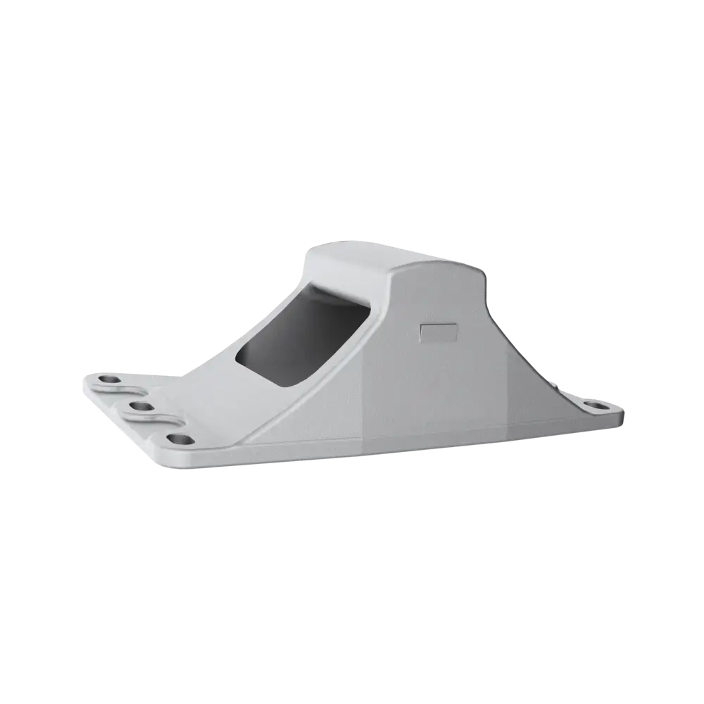 White metal bracket with four mounting holes and a central angled support.