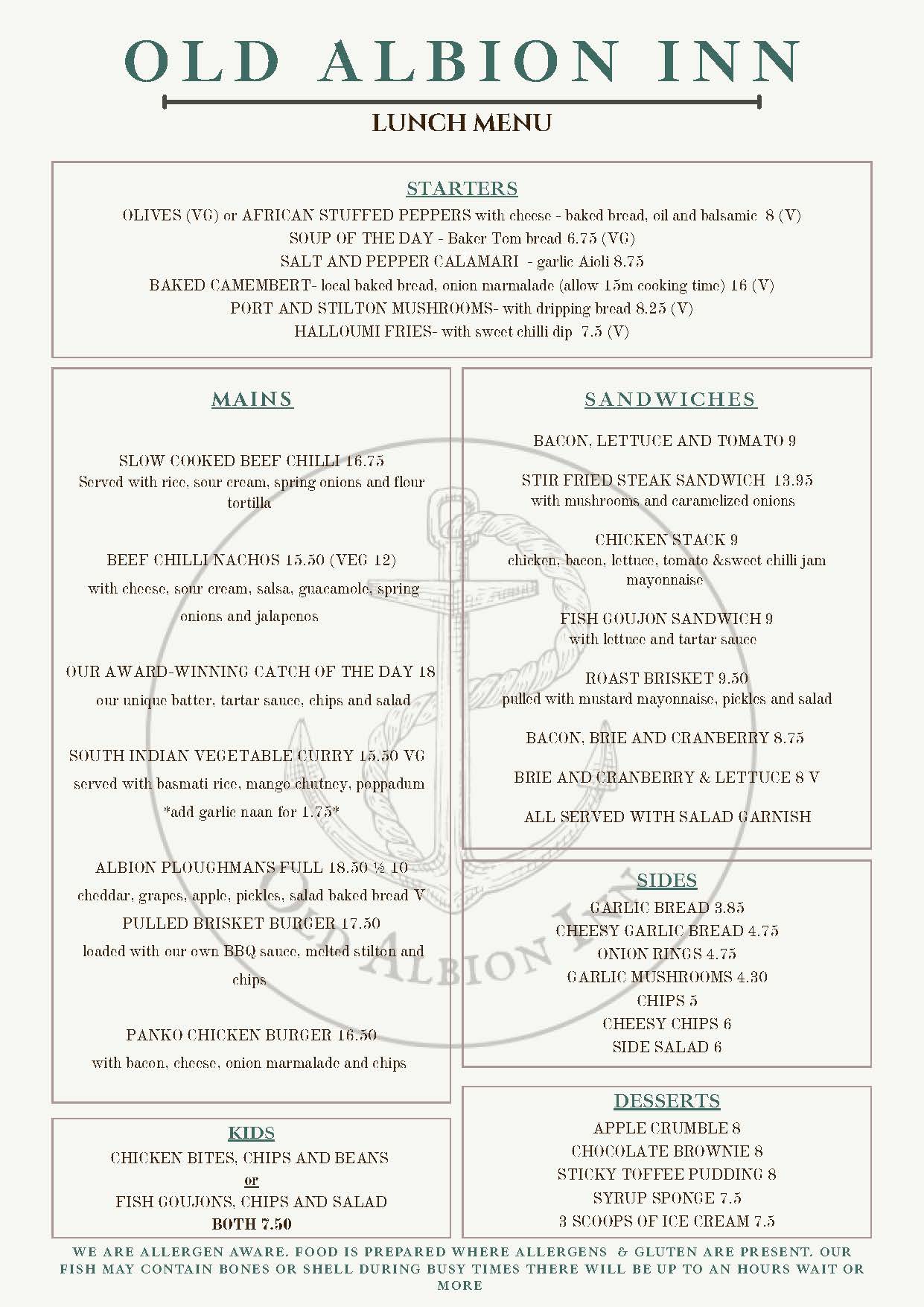 Lunch Menu