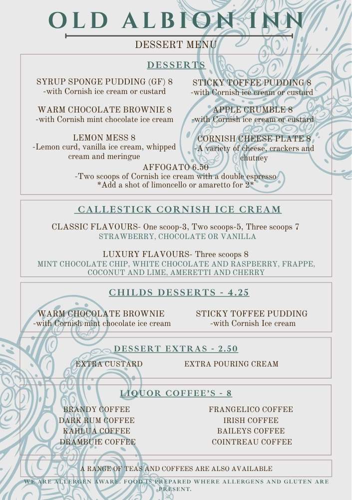 Dessert Menu