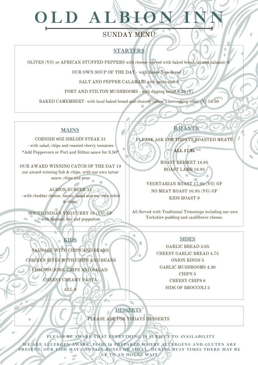 Sunday Menu