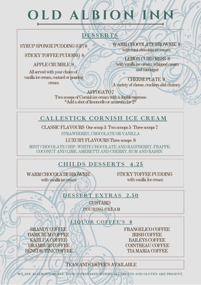 Dessert Menu