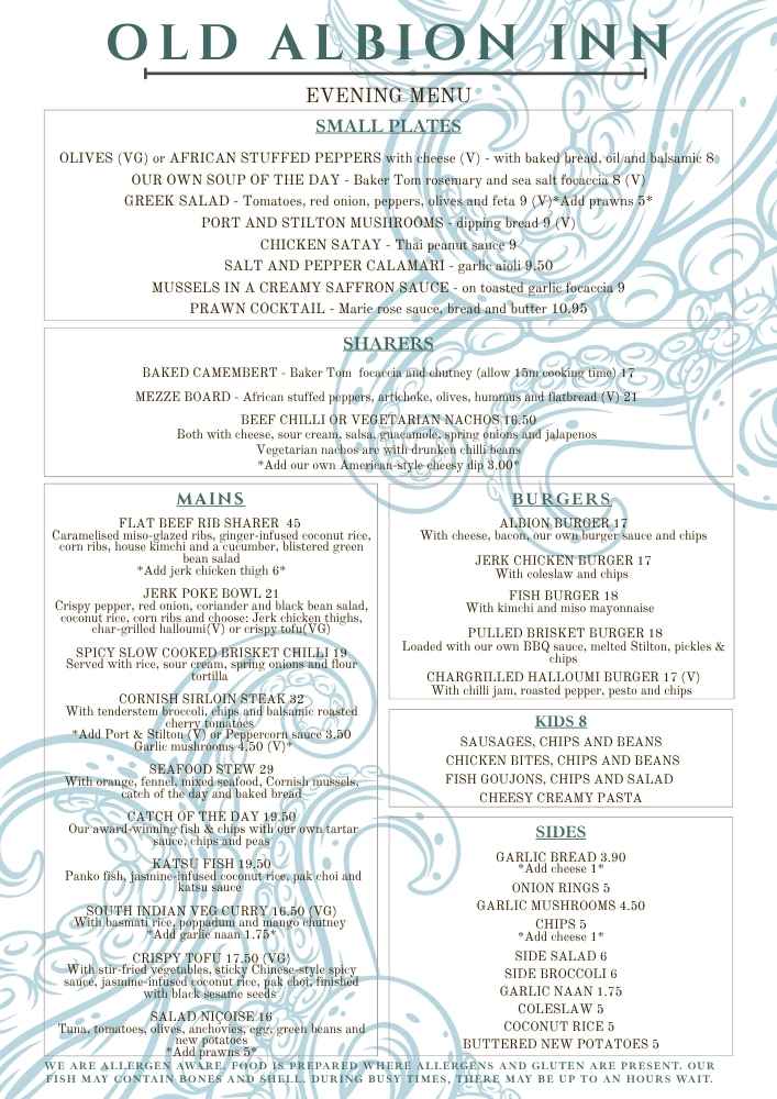 Evening Menu