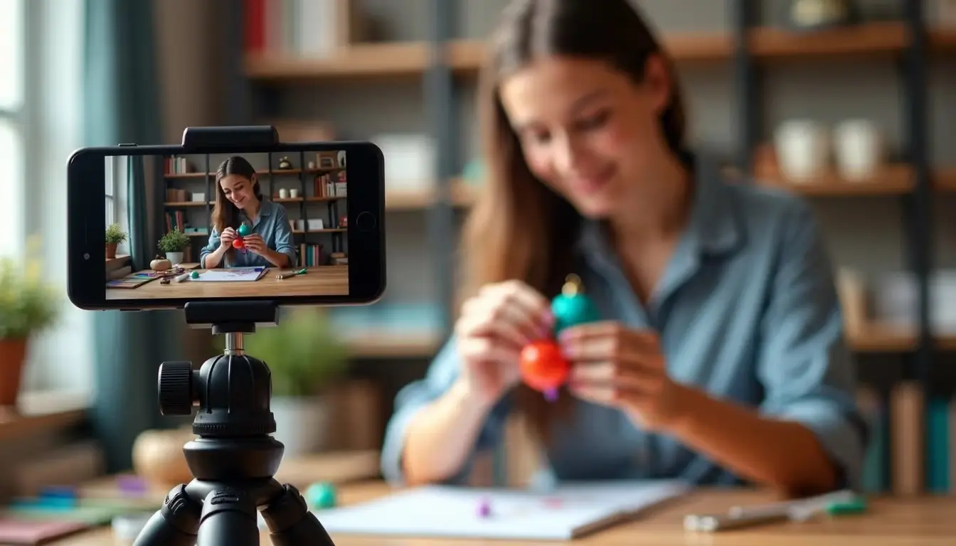Digital camera recording a video in a studio setting.