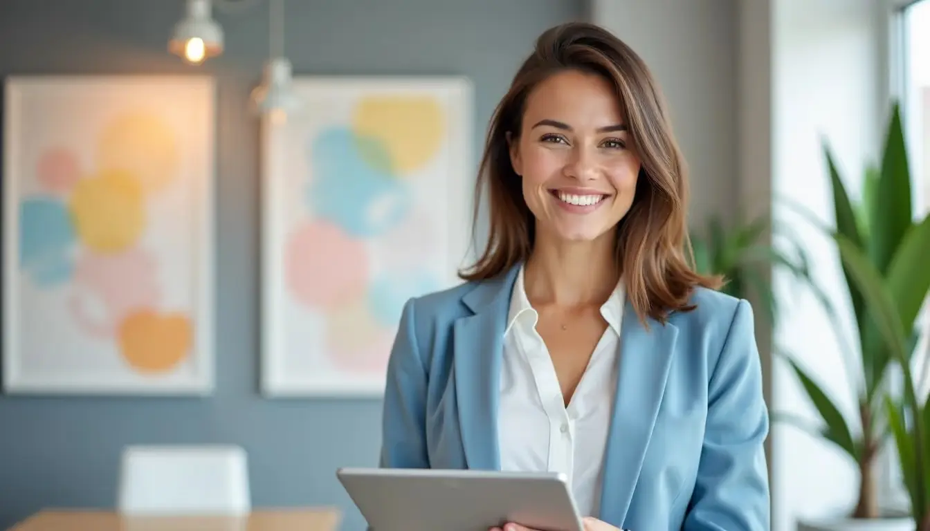Team member explaining a project using a laptop during a meeting.