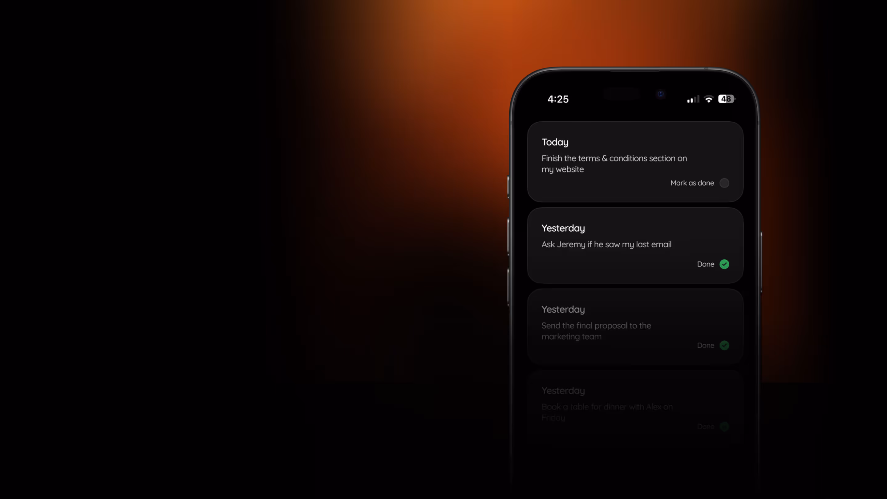 Say your pending tasks out loud. Wil adds them to a to-do list automatically.