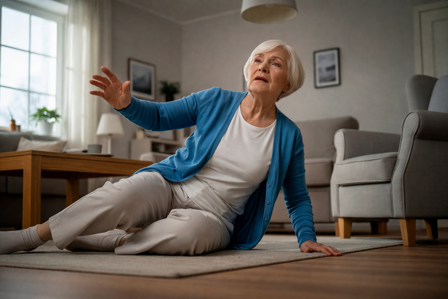 Detecta caídas y automáticamente le envía una alerta por Whatsapp a contactos de emergencia.