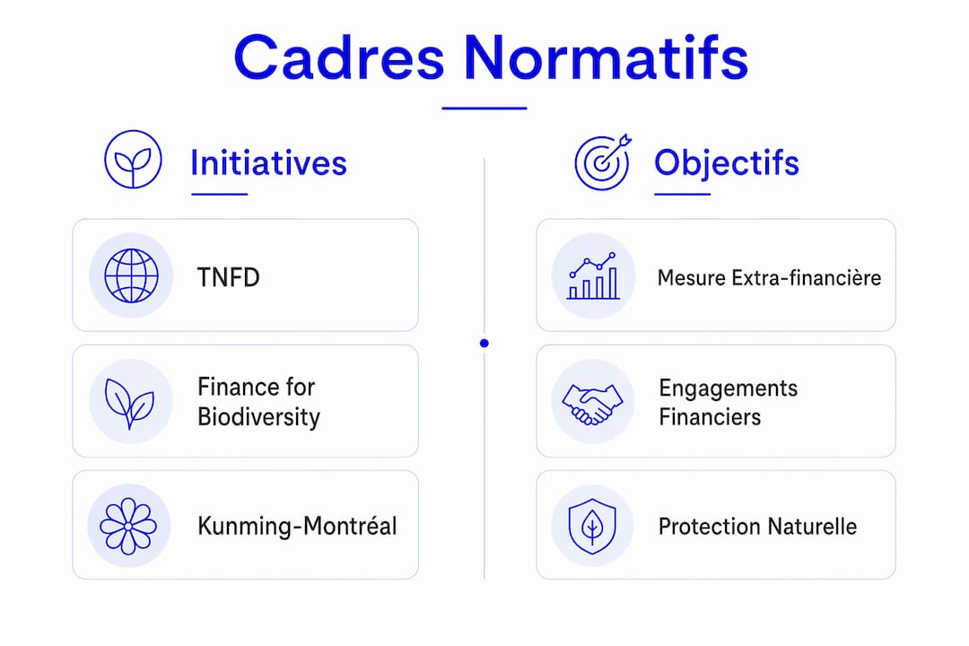 Infographie : panorama des principaux cadres réglementaires et des objectifs en matière de biodiversité