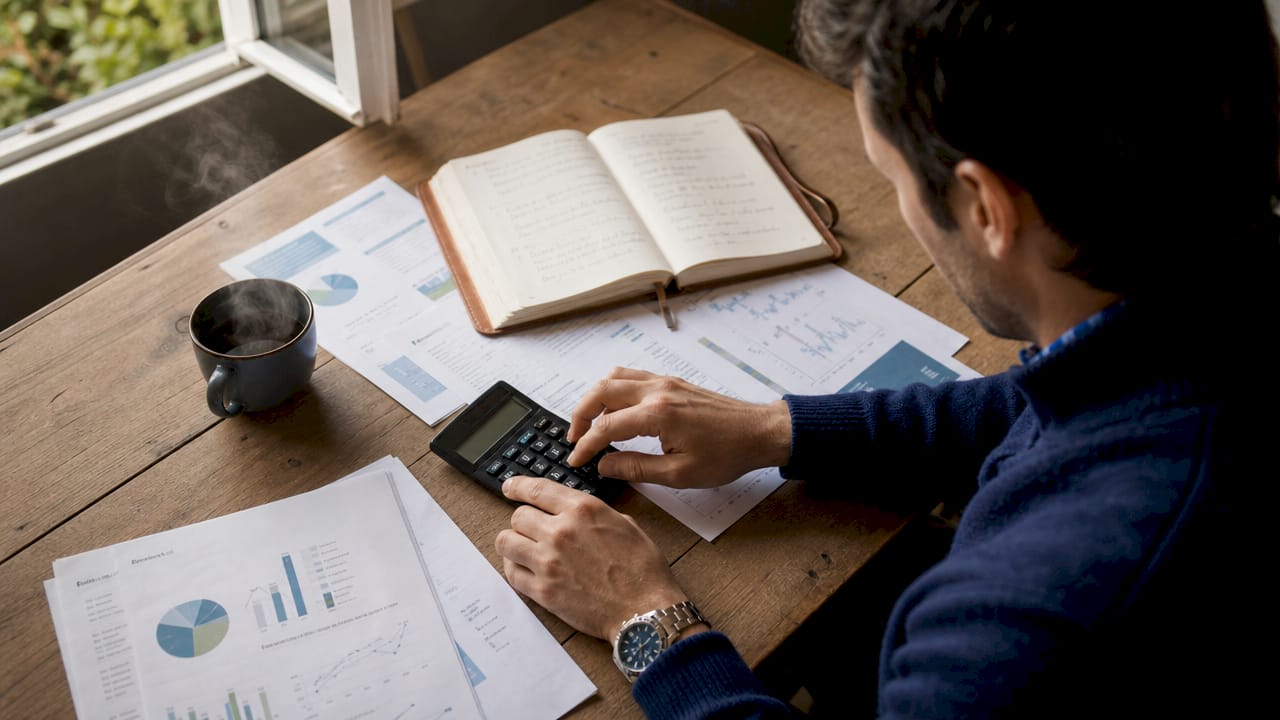 Gros plan sur des mains en train d’analyser des chiffres et d’étudier des indicateurs financiers.