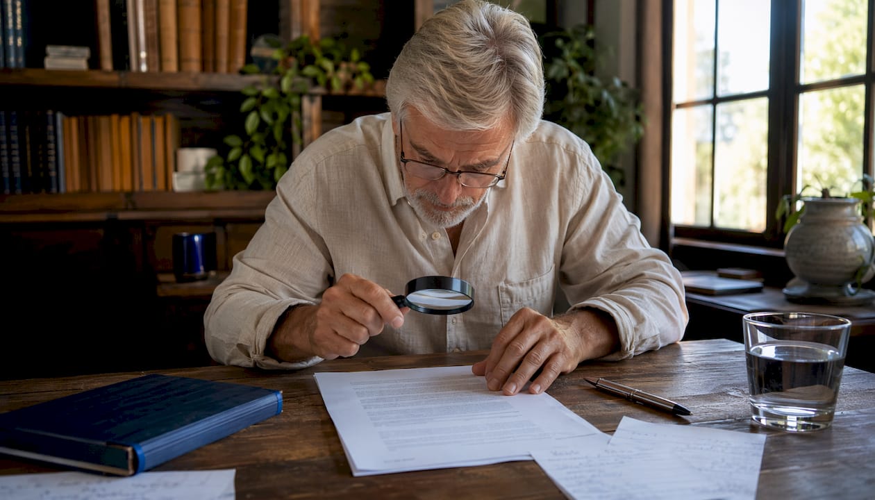 Des mains passent en revue un document officiel