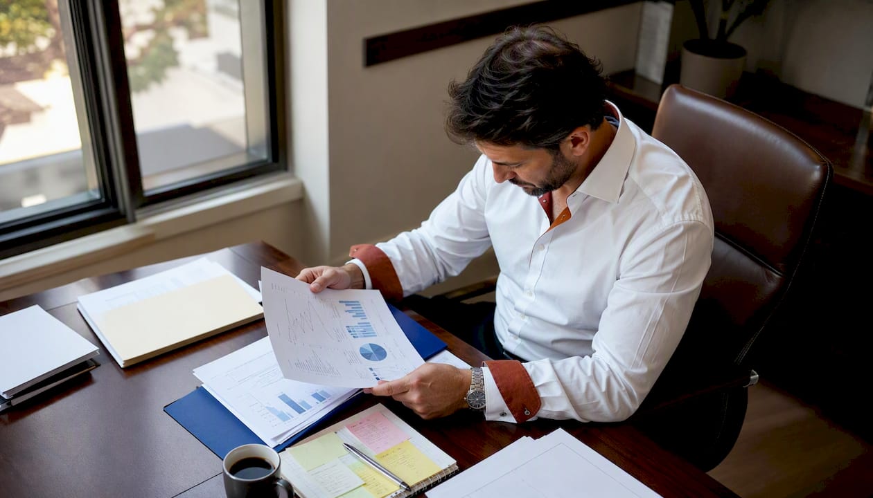 Des mains s’affairent à analyser des tableaux financiers, ajustant chiffres et formules pour optimiser la gestion des comptes.