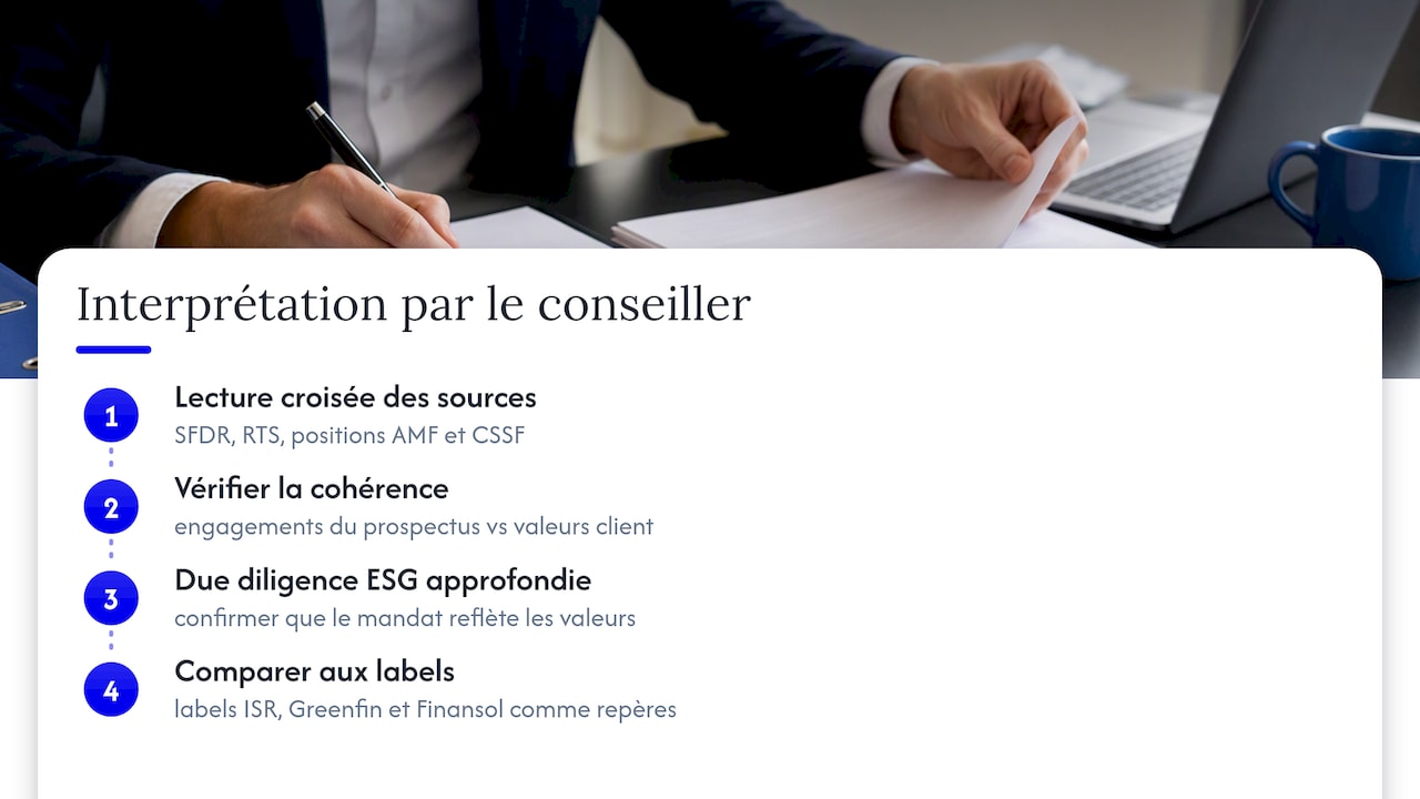 Comment un conseiller patrimonial interprète la classification SFDR — overview diagram
